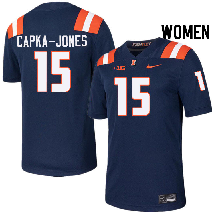 Women #15 Alexander Capka-Jones Illinois Fighting Illini College Football Jerseys Stitched-Navy